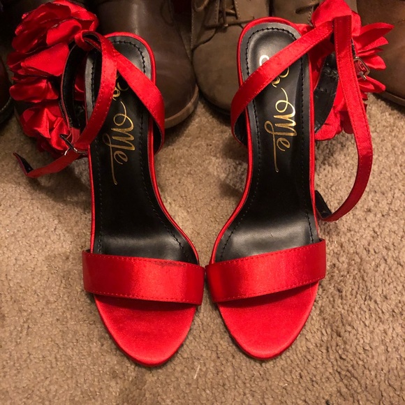 Shoes - Red heels 👠 👠  with a roses on the side 🌹